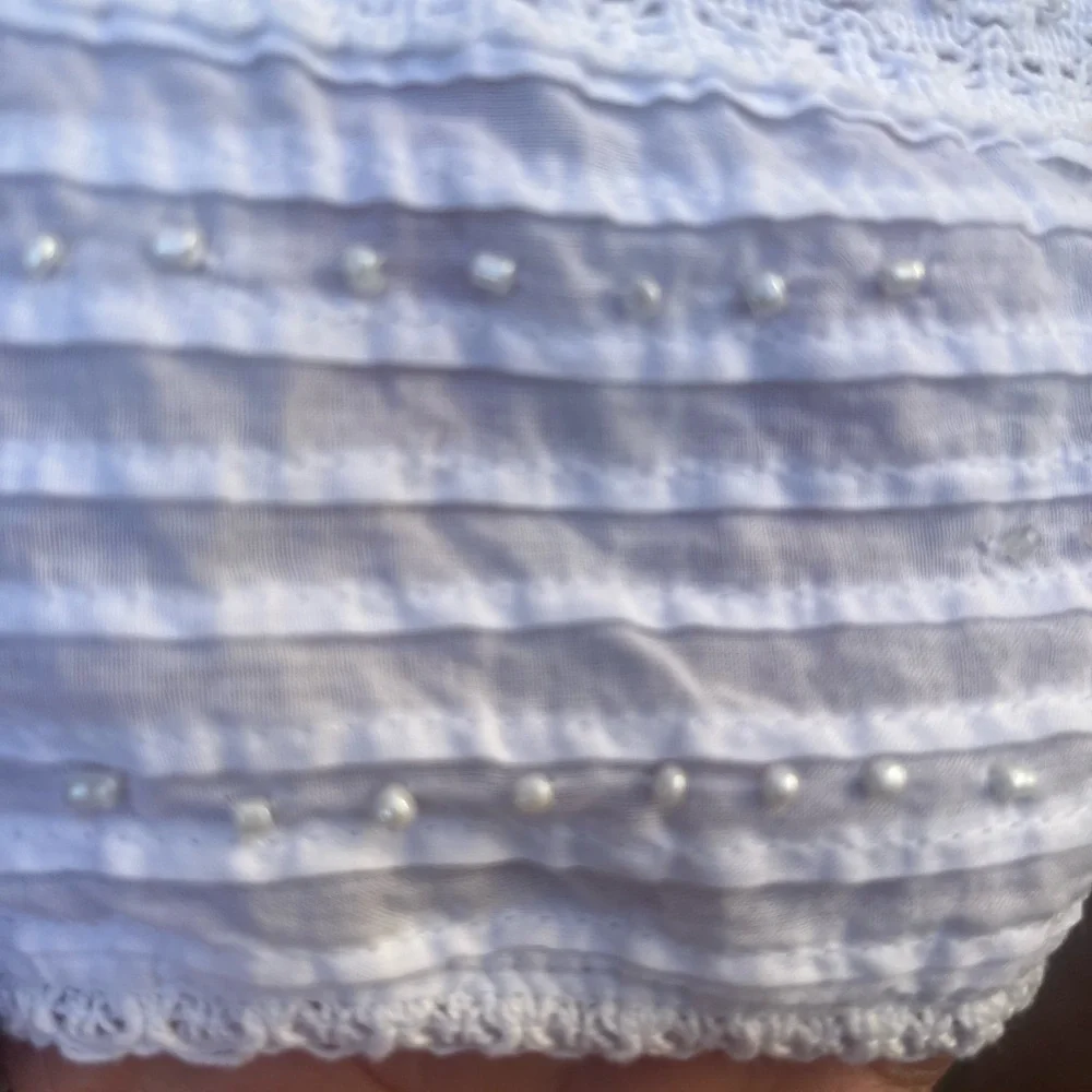 Vasna | White Pearls Boho Dress | Size Large - Picture 4 of 16